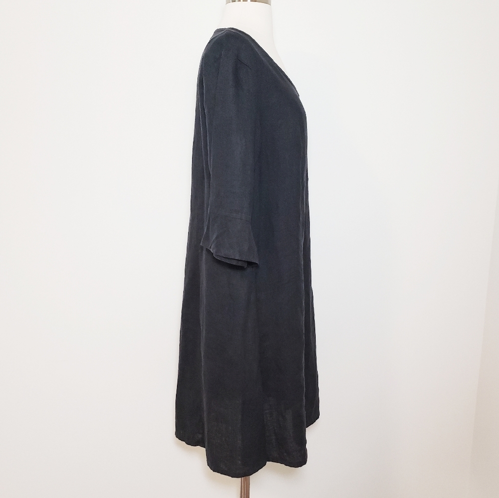 Flax Black Vneck Half Sleeve Dress - Picture 3 of 7